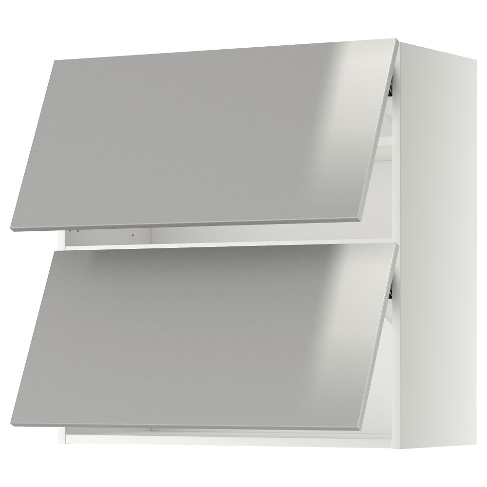 Навесной шкаф, 2 дверцы, горизонтальный МЕТОД, белый, Гревста нержавеющ сталь - схема-чертеж с размерами