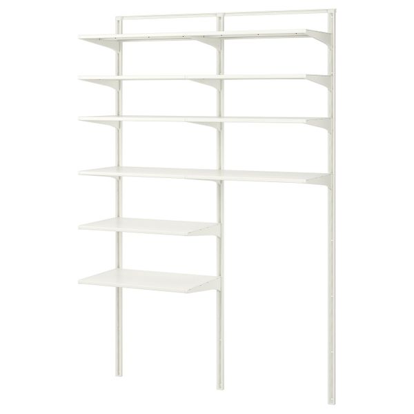 Настенная шина/полки, металлический белый 132x40x196 см IKEA АЛЬГОТ 592.302.35 - схема-чертеж с размерами