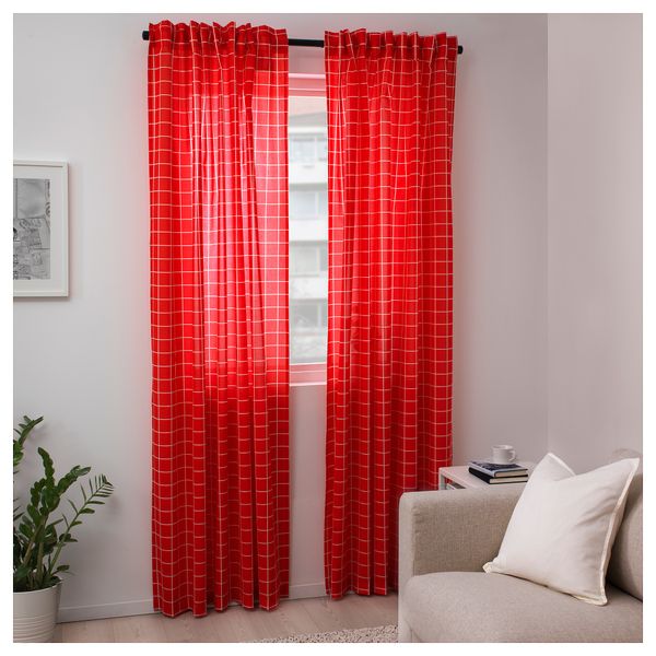 Затемняющие гардины, 1 пара РОЗАЛИЛЛ, красный/белый (145x300 см) - фото 3