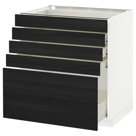 Напольный шкаф с 5 ящиками МЕТОД / ФОРВАРА, белый, Тингсрид черный