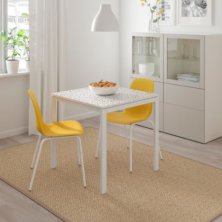 Стол и 2 стула, мозаичный орнамент белый/Брур-Инге белый 75x75 см IKEA MELLTORP МЕЛЬТОРП / LEIFARNE ЛЕЙФ-АРНЕ 293.901.45