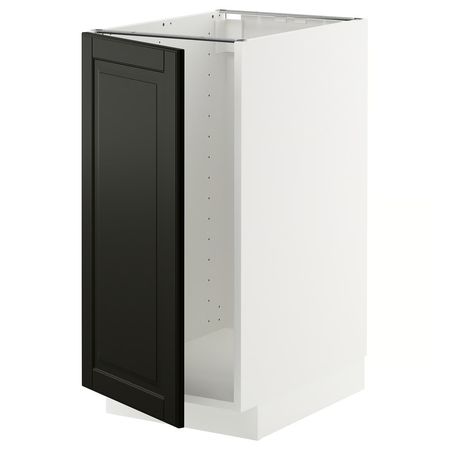 METOD Напольный шкаф п/мойку/сорт мусора - белый/Bodbyn чёрный 40x60 см