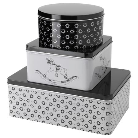 Набор емкостей, 3 штуки ВИНТЕР 2015, различные орнаменты черный, серый