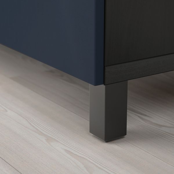 Комбинация для хранения с дверцами, черно-коричневый/нотвикен/стуббарп синий 120x42x74 см IKEA BESTÅ БЕСТО 193.027.38 - фото 1