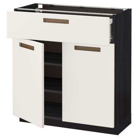 Напольный шкаф + ящик, 2 дверцы МЕТОД / ФОРВАРА, черный, Мэрста белый