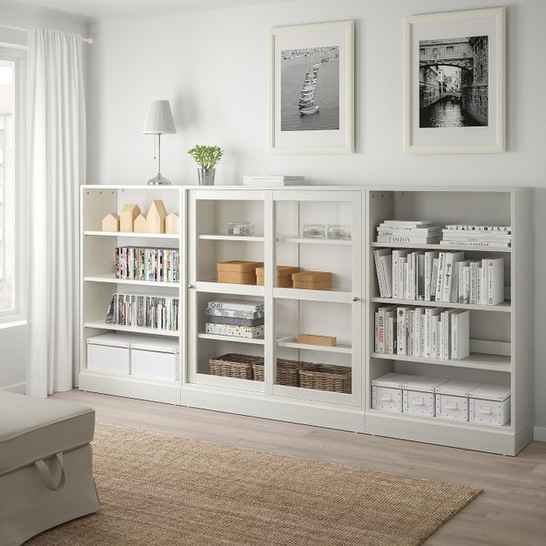 Комбинация с раздвижными дверьми, белый 283x37x134 см IKEA HAVSTA ХАВСТА 392.660.51 - фото 2