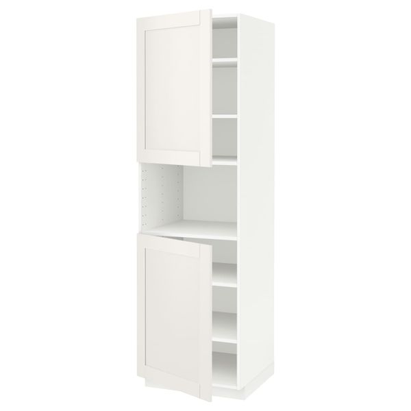 Высокий шкаф для/СВЧ, 2 дверцы/полки, белый/Сэведаль белый 60x60x200 см IKEA METOD МЕТОД 792.230.07 - схема-чертеж с размерами