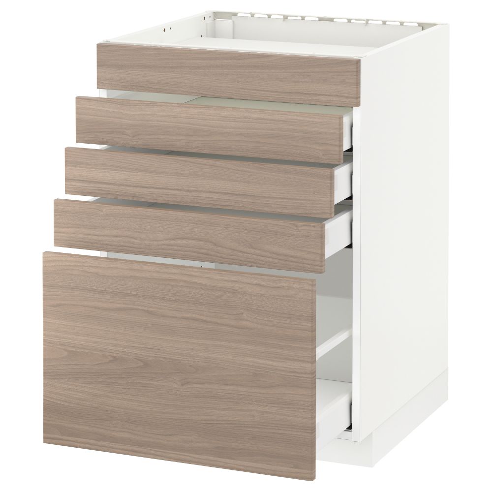 Напольный шкаф для варочной панели, 5 фасадов, 4 ящиков МЕТОД / МАКСИМЕРА, белый, Брокхульт светло-серый - схема-чертеж с размерами