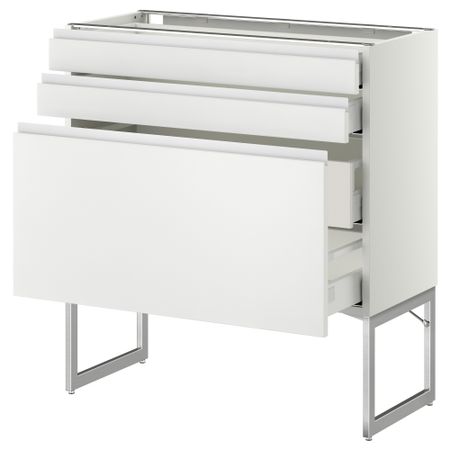 Напольный шкаф 3 фронтальных панели, 2 нижних, 2 средних ящика МЕТОД / МАКСИМЕРА, белый, Нодста белый