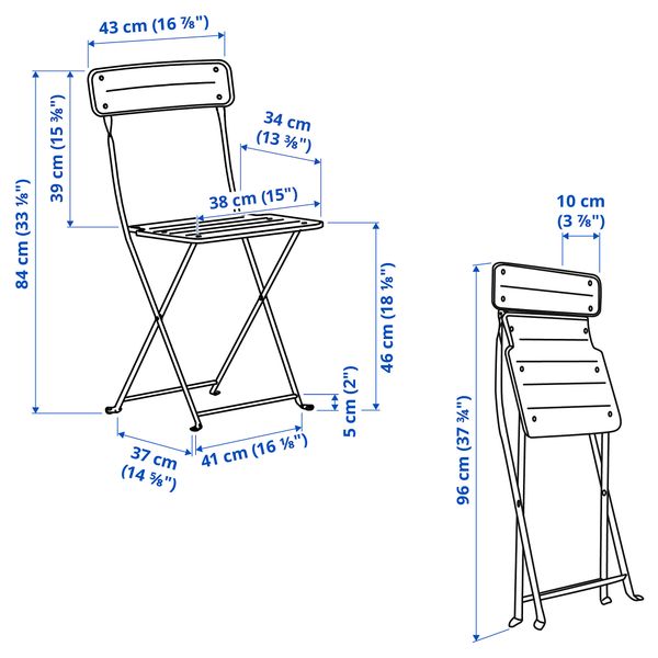 Стол + 2 стула, для сада, зеленый Kuddarna серый IKEA SUNDSÖ СУНДСЁ 794.349.34 - схема-чертеж с размерами