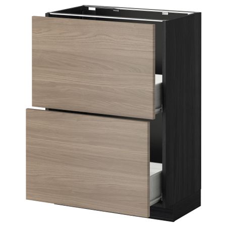 Напольный шкаф с 2 ящиками МЕТОД / ФОРВАРА, черный, Брокхульт светло-серый