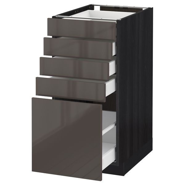 Напольный шкаф с 5 ящиками МЕТОД / МАКСИМЕРА, черный, Рингульт серый - схема-чертеж с размерами