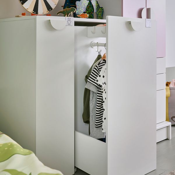 Гардероб с выдвижным модулем, 80x57x108 см, белый IKEA SMÅSTAD СМОСТАД 193.884.16 - фото 11