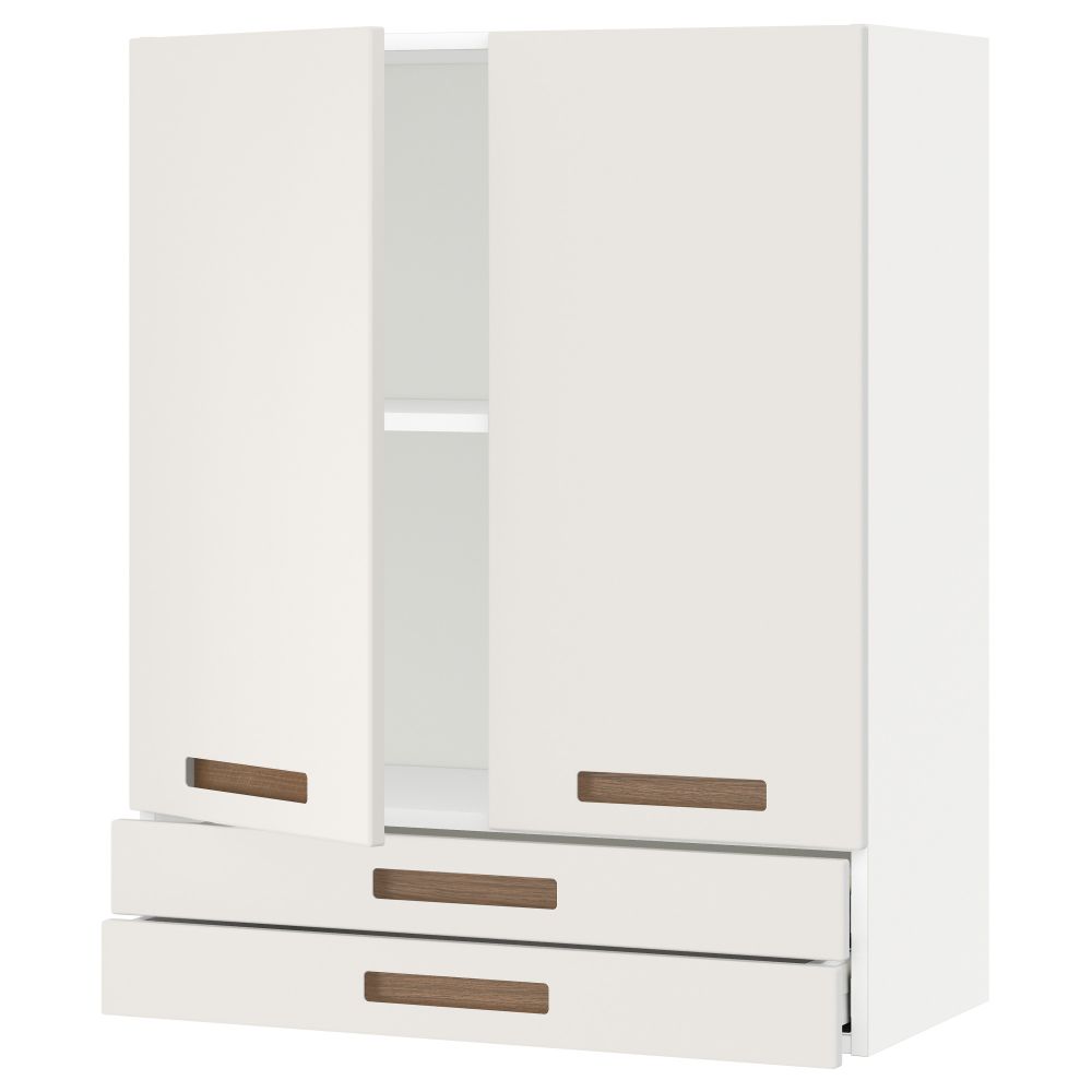 Навесной шкаф, 2 дверцы, 2 ящика МЕТОД / МАКСИМЕРА, белый, Мэрста белый - схема-чертеж с размерами