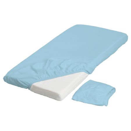 Простыня натяжная для кроватки ЛЕН, голубой (60x120 см)