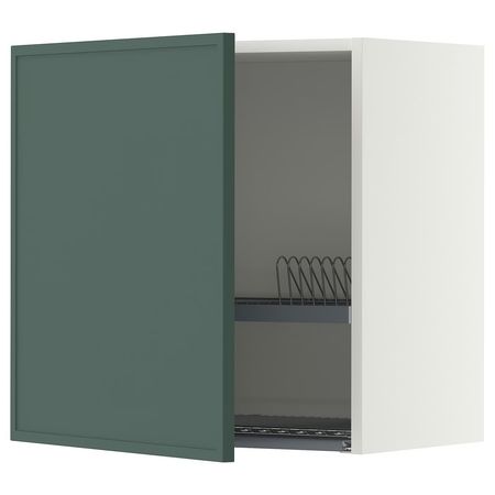 METOD Навесной шкаф с сушилкой - белый/Aspudden темный серо-зеленый 60x60 см