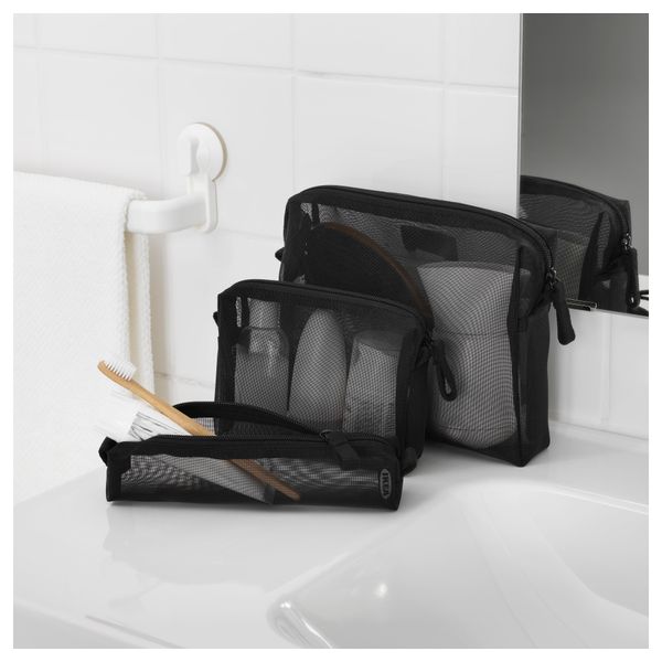 Сумочка для аксессуаров, 3 предмета ФОРФИНА, черный - схема-чертеж с размерами