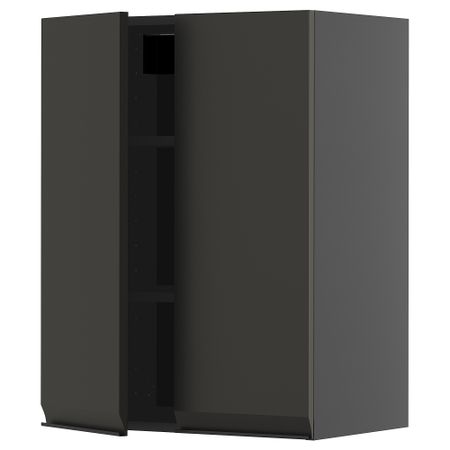 Навесной шкаф с полками, 2 дверцы, черно-серый, Upplöv матовый антрацит, 60x80 см IKEA METOD МЕТОД 095.897.26