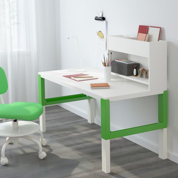 Стол с дополнительным модулем , белый/зеленый 128x58 см IKEA PÅHL ПОЛЬ 592.784.11 - фото 3
