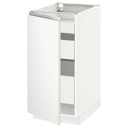 Напольный шкаф с 1 дверцей, 3 ящика МЕТОД / МАКСИМЕРА, белый, Нодста белый