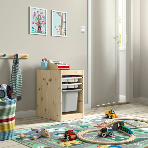 Комбинация с контейнером и лотками, светлая беленая сосна белый, серый, 32x44x52 см IKEA TROFAST ТРУФАСТ 295.733.00 - фото 2