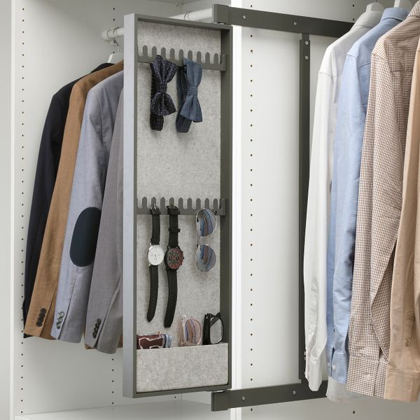 Выдвижное зеркало с крючками, темно-серый 25x4x75 см IKEA КОМПЛИМЕНТ 104.057.74 - фото 2