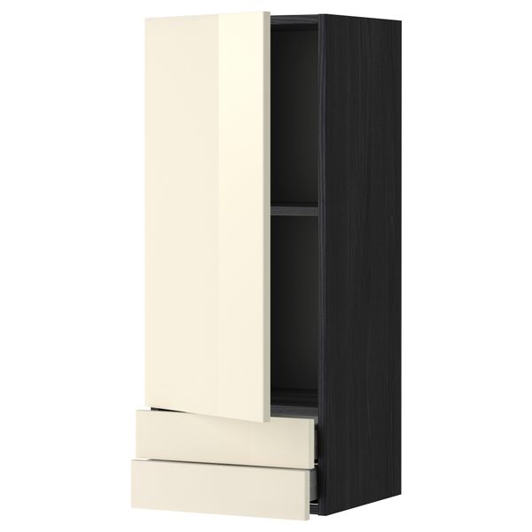 Навесной шкаф с дверцей, 2 ящика МЕТОД / МАКСИМЕРА, черный, Рингульт кремовый - фото 1