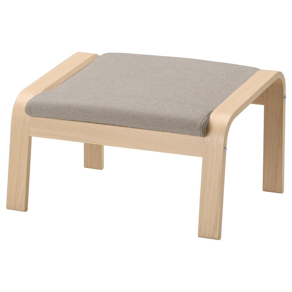Табурет для ног, дубовый шпон, беленый/Хили бежевый IKEA POÄNG ПОЭНГ 193.194.04 - фото 1
