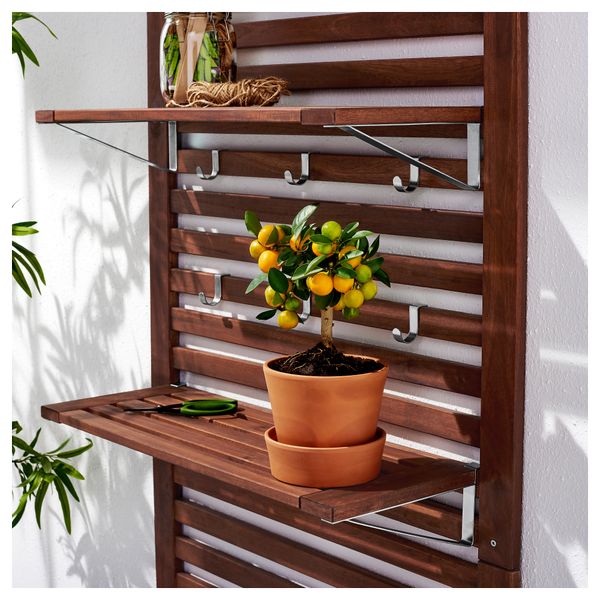 Настенная панель + 2 полки ЭПЛАРО, коричневый коричневая морилка (80x30x158 см) - фото 2