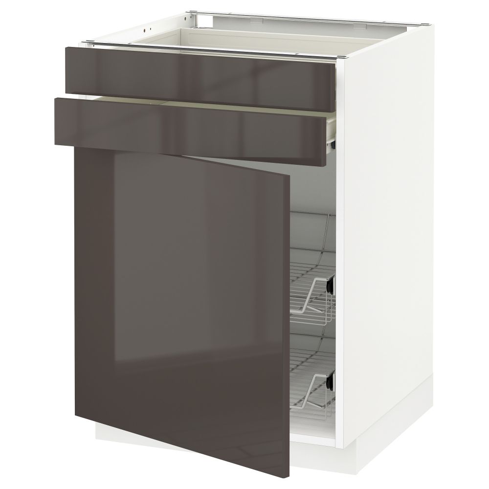 Напольный шкаф, дверца, 2 ящика, проволочных корзин МЕТОД / ФОРВАРА, белый, Рингульт серый - схема-чертеж с размерами