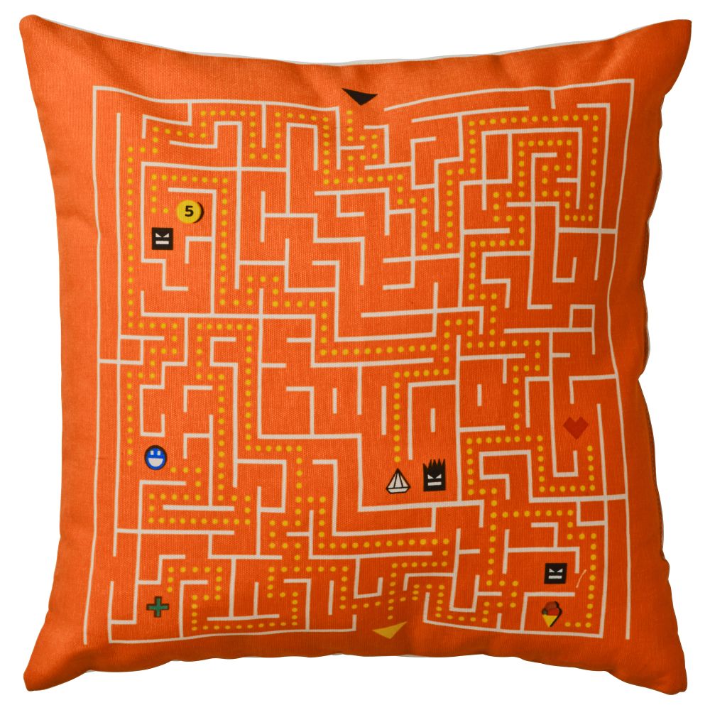 Подушка СЛИНГРИГ, белый, оранжевый (40x40 см) - фото 1