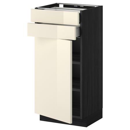 Напольный шкаф с дверцей, 2 ящиками МЕТОД / МАКСИМЕРА, черный, Рингульт кремовый