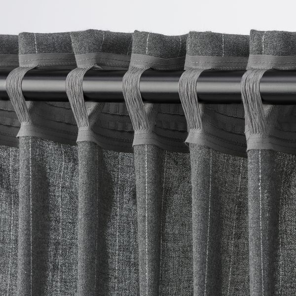 Гардины, 2 шт., 145x300 см, темно-серый в полоску IKEA MILDRUN МИЛДРУН 404.808.04 - фото 5