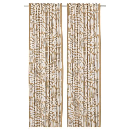 Гардины, 2 шт., бежевый, белый, 145x300 см IKEA MAJSMOTT 105.565.03