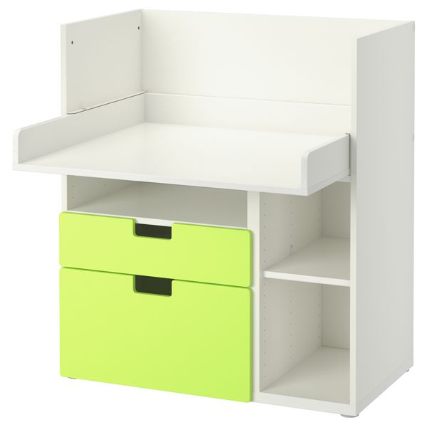 Стол с 2 ящиками СТУВА, белый, зеленый (90x79x102 см) - фото 1