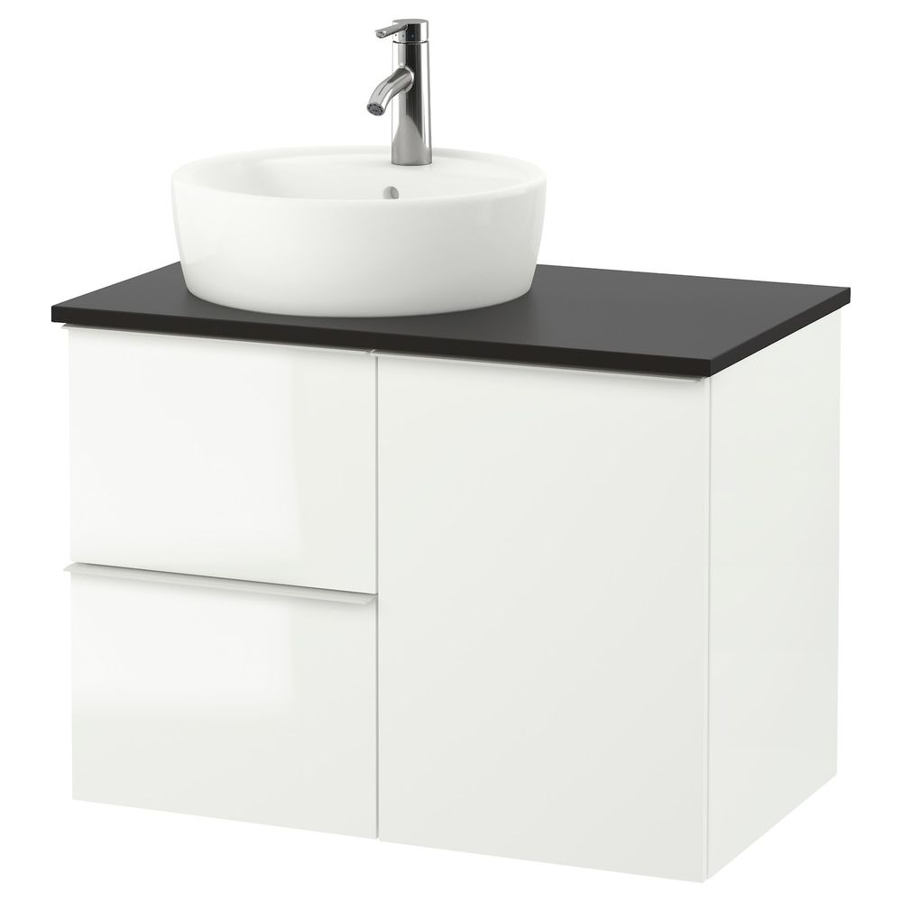 Шкаф с раковиной 45 см, глянцевый белый/антрацит ДАЛЬШЕР смеситель 82x49x74 см IKEA ГОДМОРГОН/ТОЛКЕН / ТОРНВИКЕН 093.257.02 - фото 1