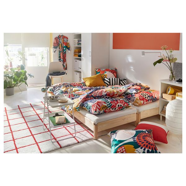 Пододеяльник и 1 наволочка, белый, разноцветный 150x200/50x70 см IKEA СОММАРАСТЕР 904.233.16 - фото 2