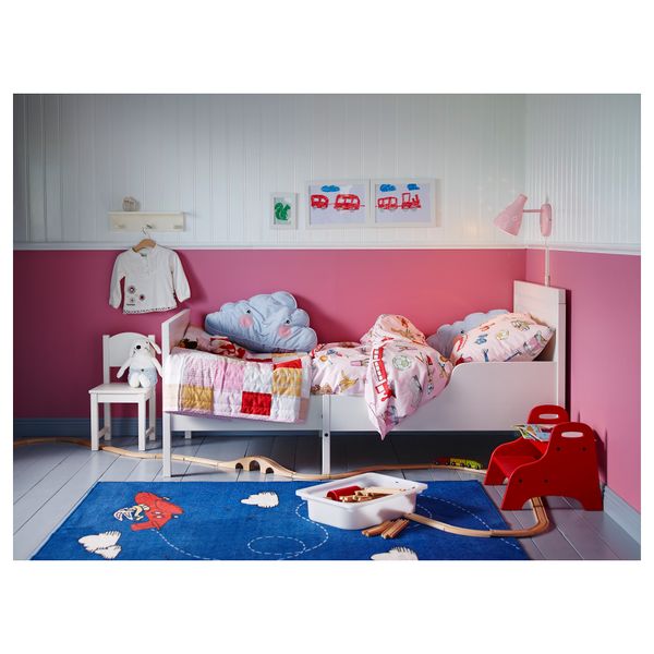 Каркас раздвижной кровати + реечное днище СУНДВИК, белый (80x200 см) - схема-чертеж с размерами