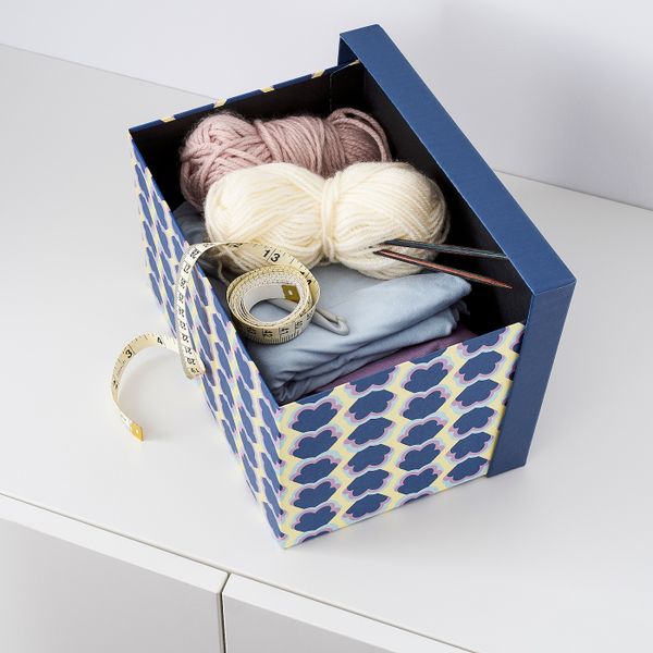 Коробка с крышкой, синий/с рисунком 18x25x15 см IKEA TJENA ТЬЕНА 004.678.47 - фото 4