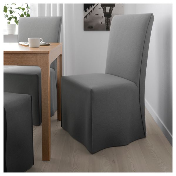 Стул с длинным чехлом ХЕНРИКСДАЛЬ, дуб, Рисане серый - фото 3