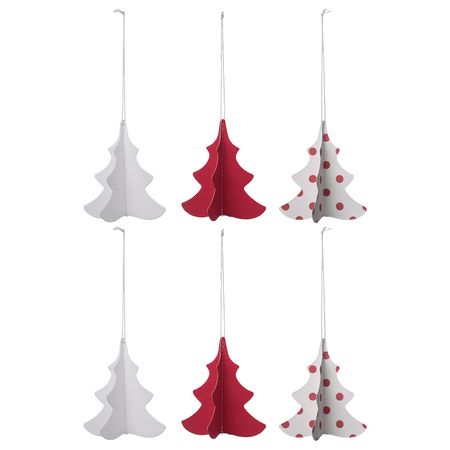 Украшение подвесное, рождественская елка, красный/белый, 7 см IKEA ВИНТЕРФЕСТ 104.379.06