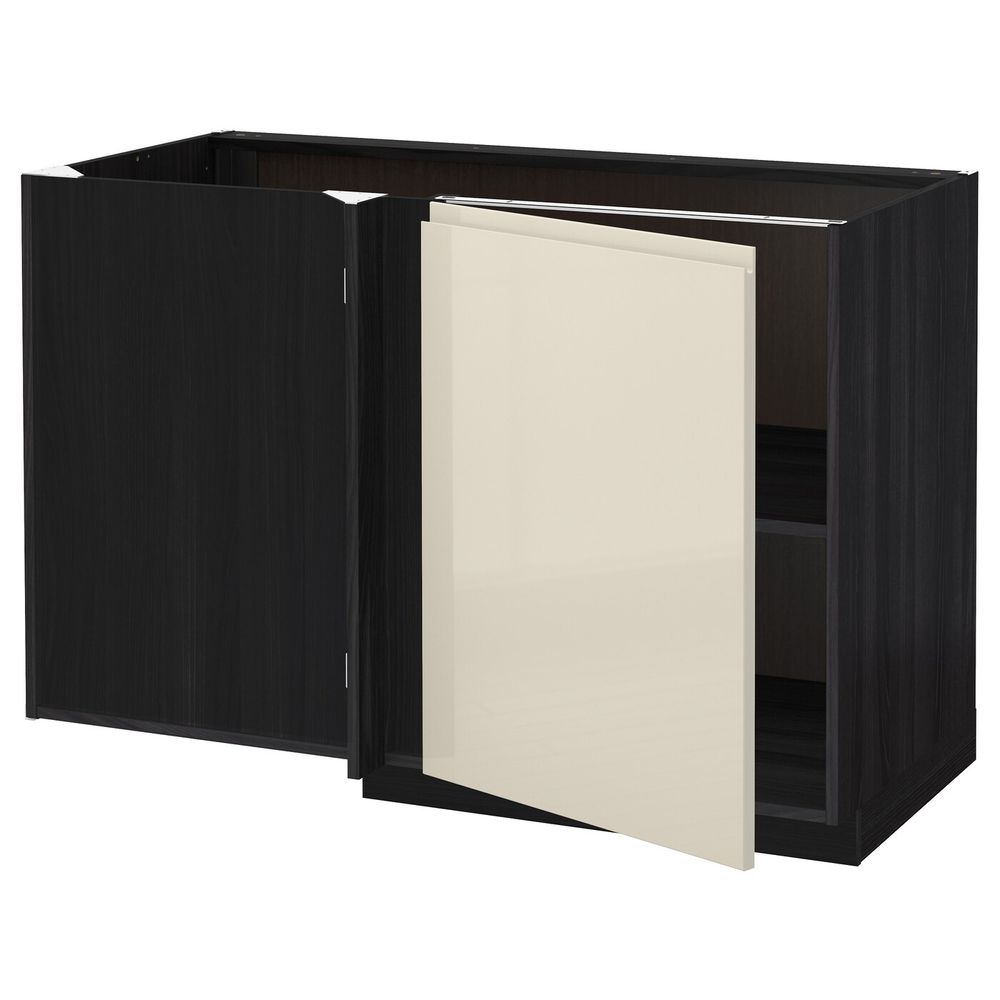 Угловой напольный шкаф с полкой, черный, Воксторп глянцевый светло-бежевый 128x68 см IKEA МЕТОД 892.245.77 - схема-чертеж с размерами