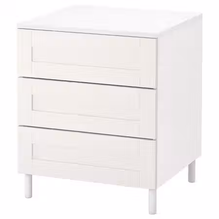 PLATSA Комод с 3 ящиками - белый/Sannidal белый 60x57x73 см