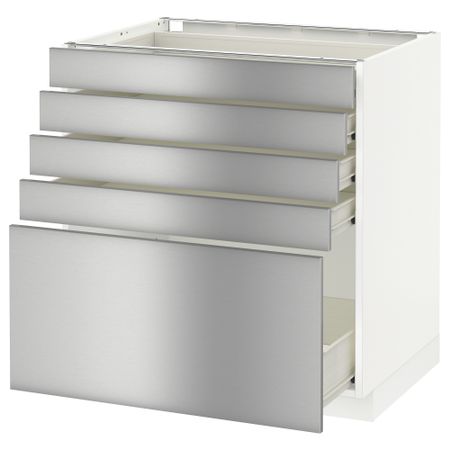 Напольный шкаф с 5 ящиками МЕТОД / ФОРВАРА, белый, Гревста нержавеющ сталь