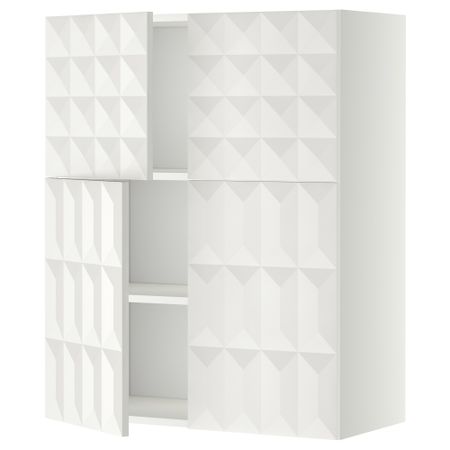 Навесной шкаф с полками, 4 дверцы МЕТОД, белый, Гэррестад белый (80x100 см)