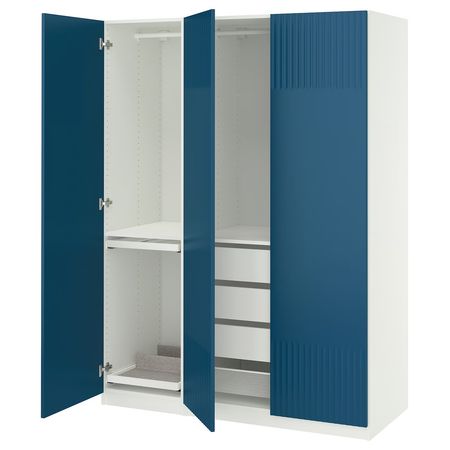 PAX / FYRUDDEN Гардероб, комбинация - белый/синий 150x60x201 см