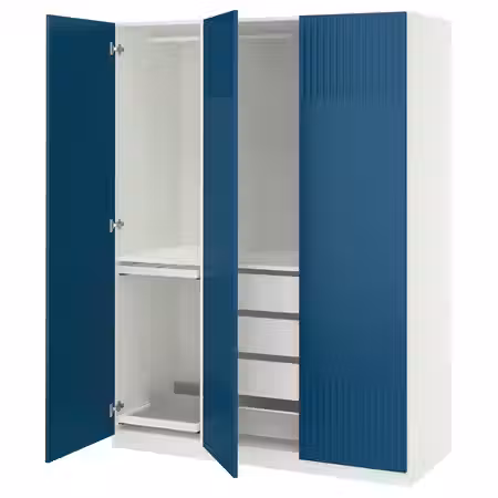 PAX / FYRUDDEN Гардероб, комбинация - белый/синий 150x60x201 см