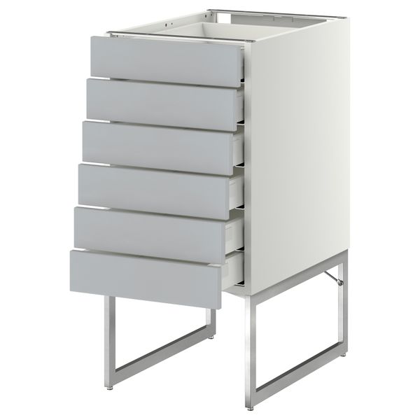 Напольный шкаф 6 фронтальных панелей, 6 нижних ящиков МЕТОД / МАКСИМЕРА, белый, Веддинге серый - схема-чертеж с размерами