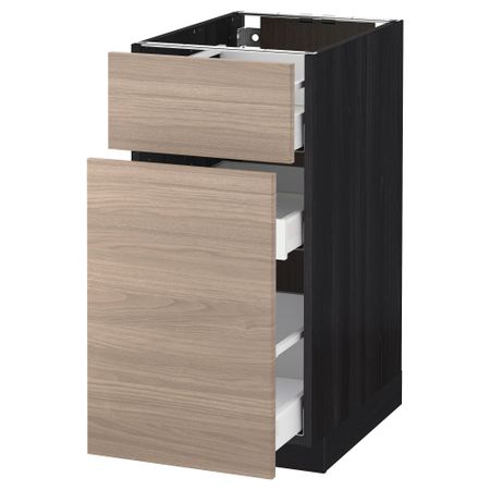 Напольный шкаф, выдвижной секцией, ящик МЕТОД / МАКСИМЕРА, черный, Брокхульт светло-серый