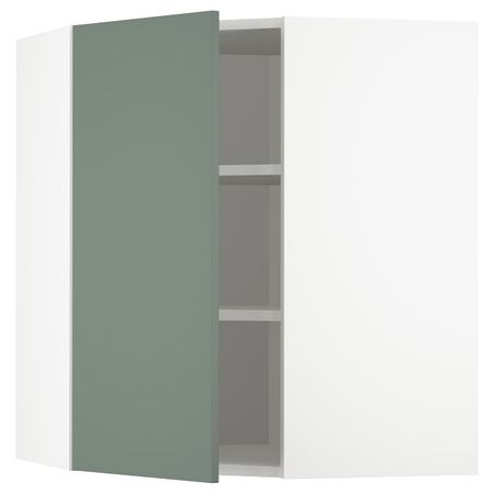 Угловой навесной шкаф с полками, белый/Бодарп серо-зеленый 68x80 см IKEA METOD МЕТОД 793.177.13